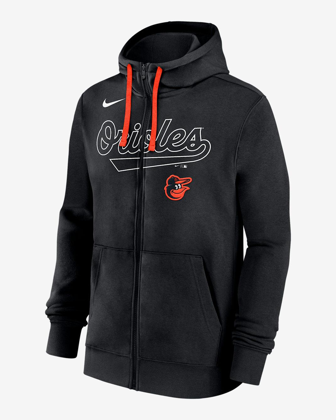 Sudadera con gorro Nike de la MLB de cierre completo para hombre Baltimore Orioles Knockout Script - Negro