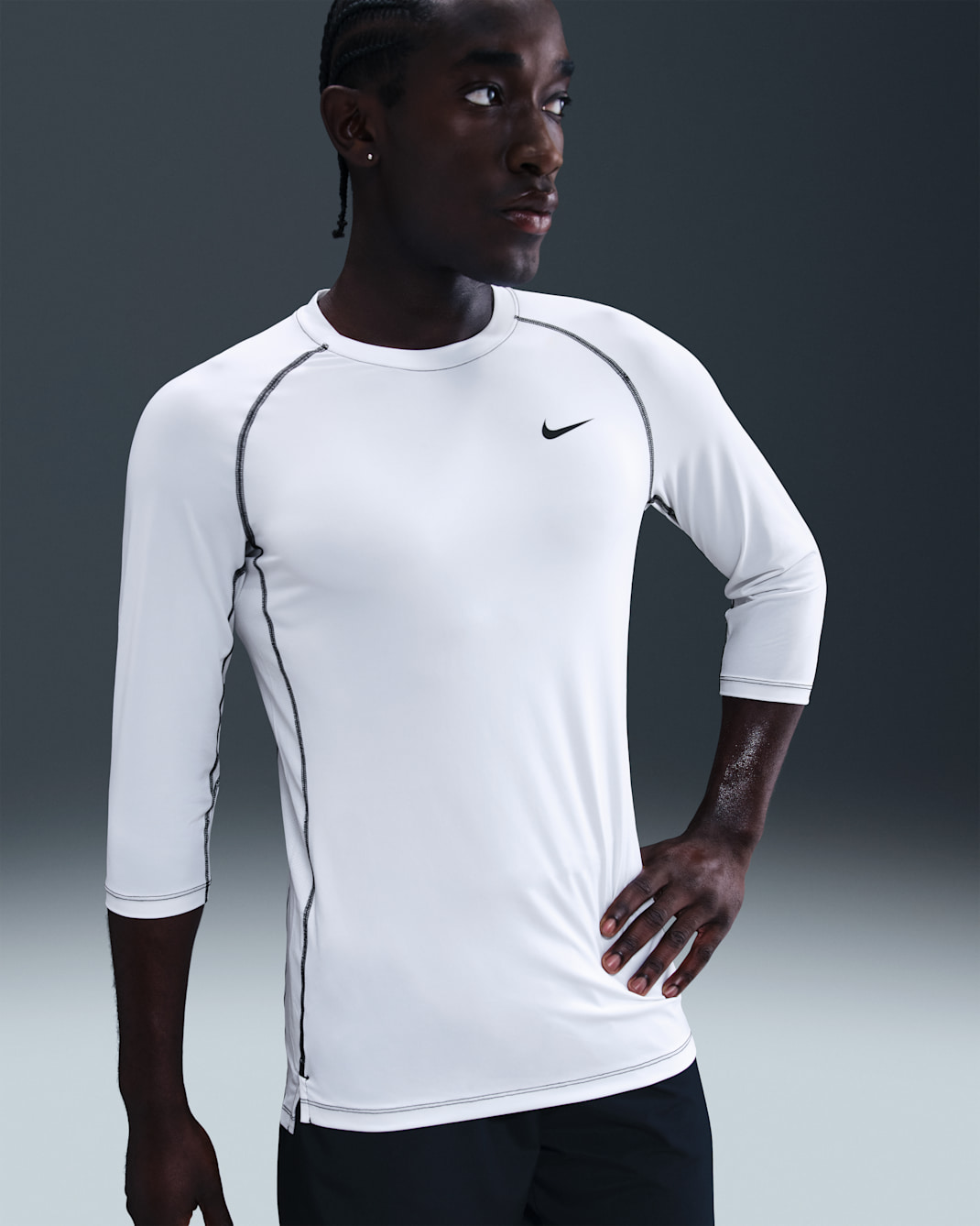 Nike Men's Dri-FIT 3/4-Sleeve Baseball Top - White/Black