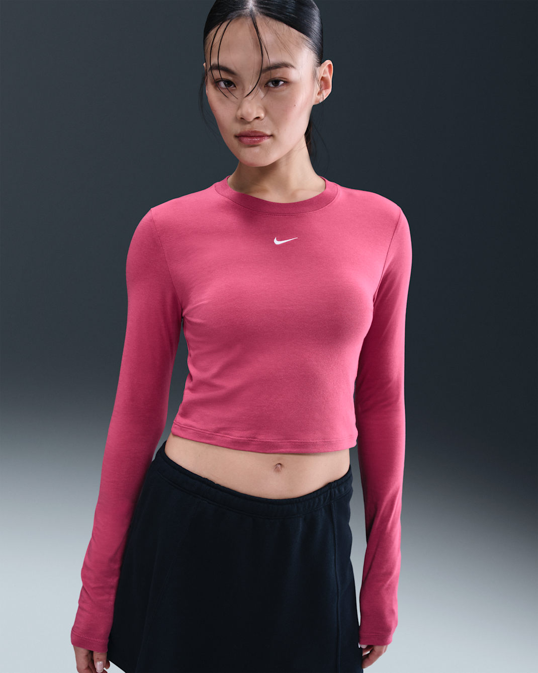 Nike Sportswear Chill Knit Women's Slim Long-Sleeve Cropped Top - Sweet Beet/Sail