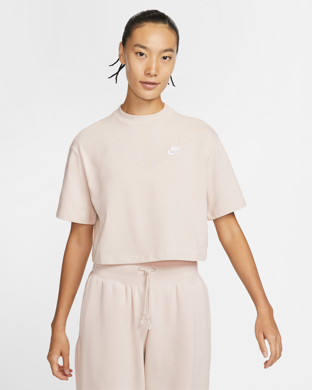 Nike Sportswear Women's Short-Sleeve Jersey Top - Light Orewood Brown/White