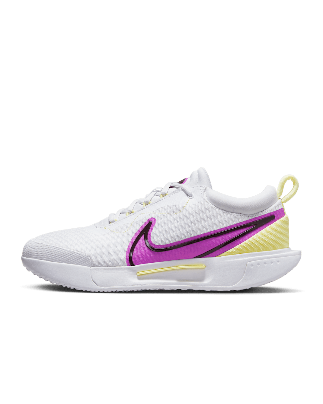 NikeCourt Air Zoom Pro Women's Hard Court Tennis Shoes - White/Citron Tint/Earth/Fuchsia Dream
