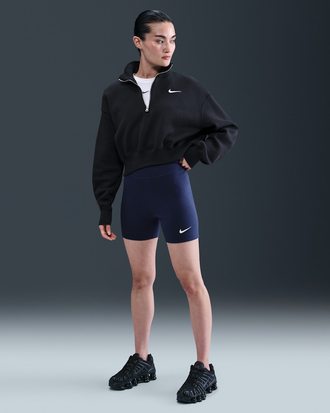 Nike Sportswear Classic Women's High-Waisted 13cm (approx.) Biker Shorts - Midnight Navy/Midnight Navy/Sail