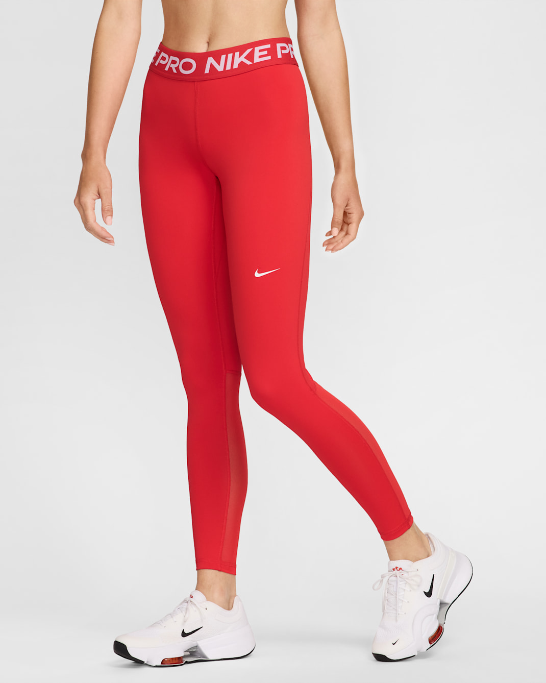 Legging taille mi-haute à empiècements en mesh Nike Pro pour femme - University Red/Blanc
