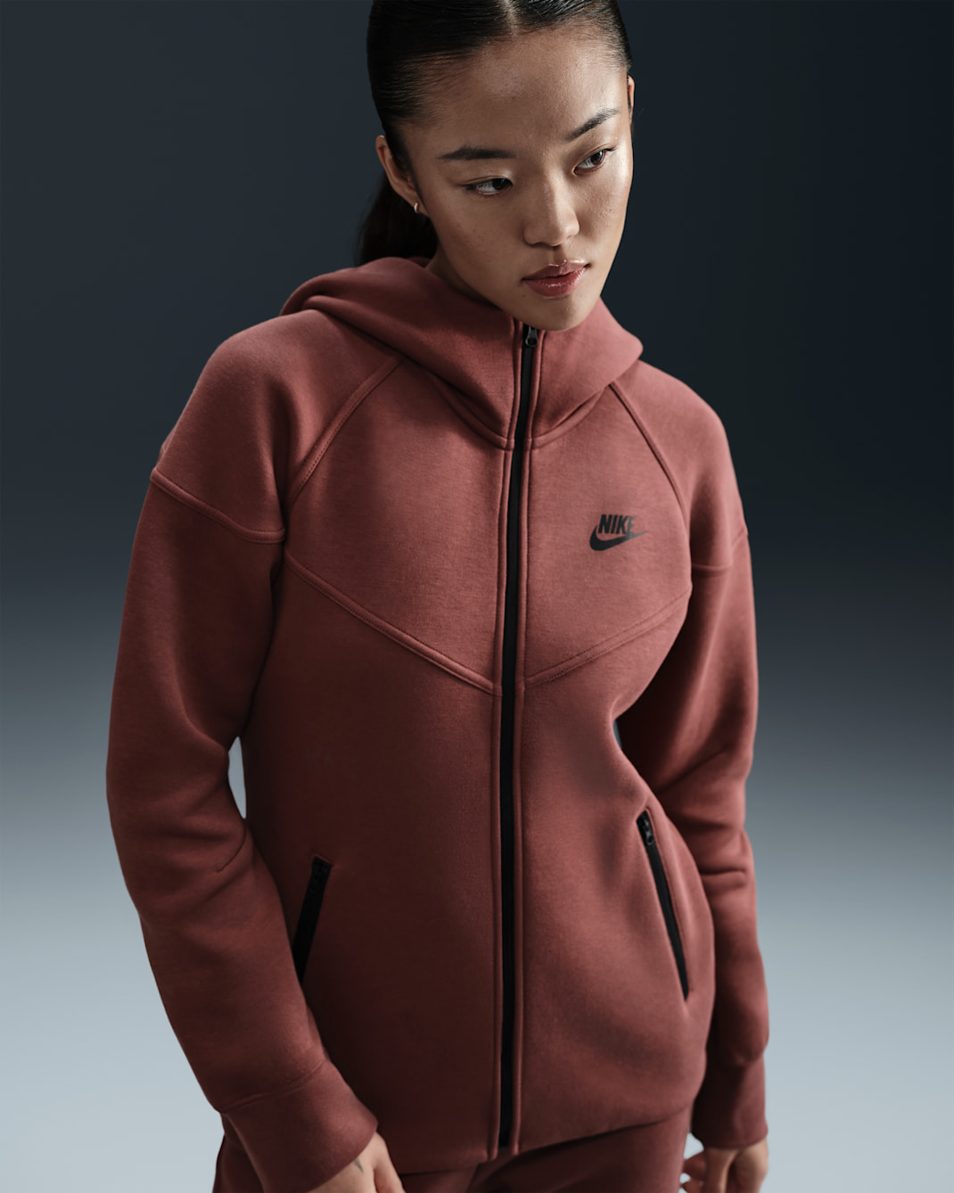 Nike Sportswear Tech Fleece Windrunner Women's Full-Zip Hoodie - Red Sepia/Black