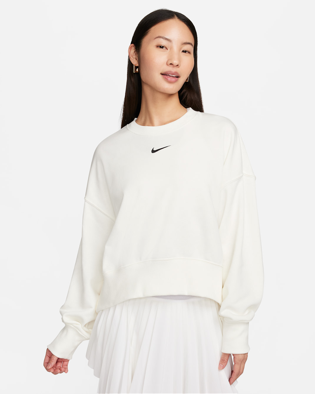 Nike Sportswear Phoenix Fleece Women's Over-Oversized Crew-Neck French Terry Sweatshirt - Sail/Black