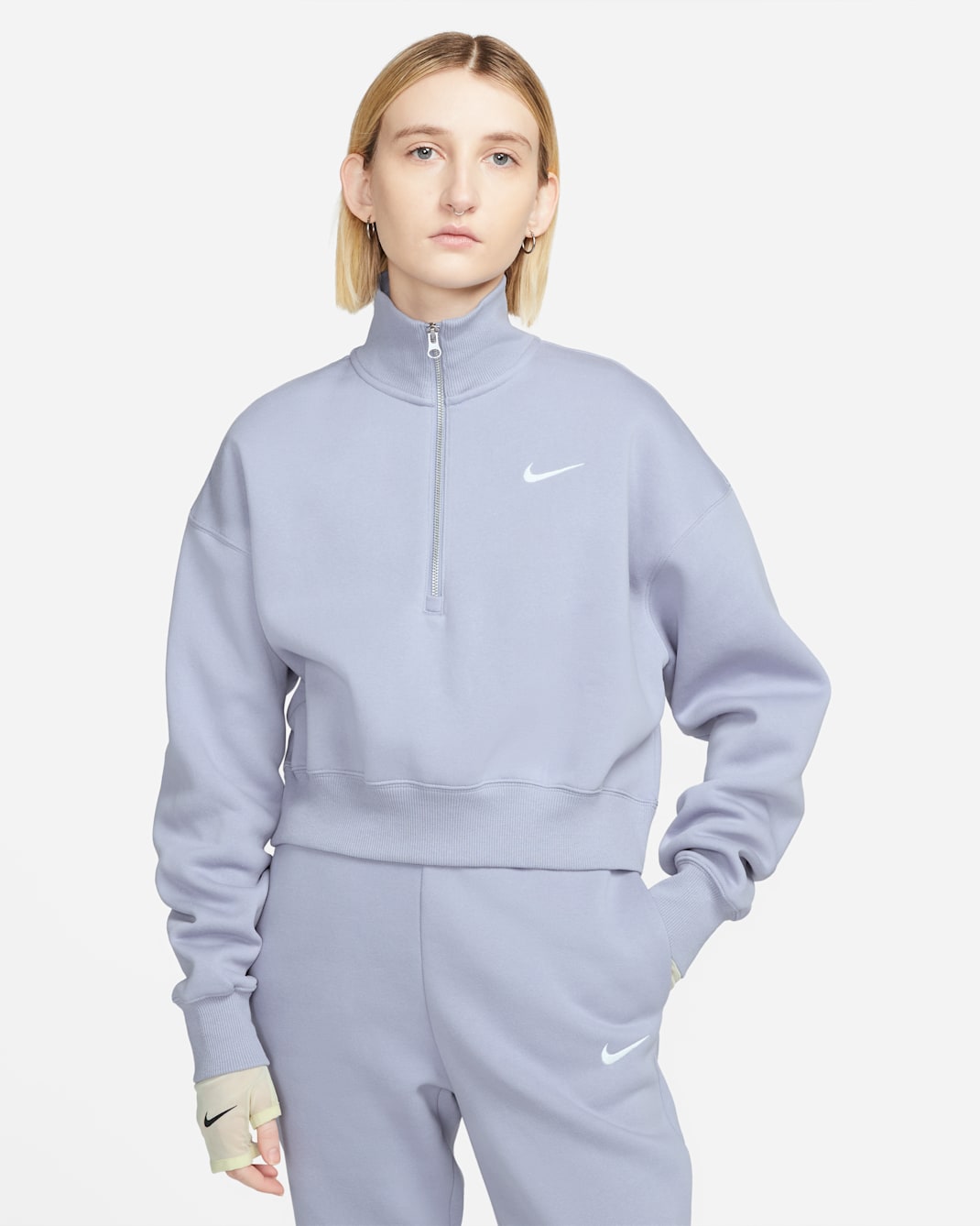 Nike Sportswear Phoenix Fleece Women's 1/4-Zip Cropped Sweatshirt - Indigo Haze/Sail