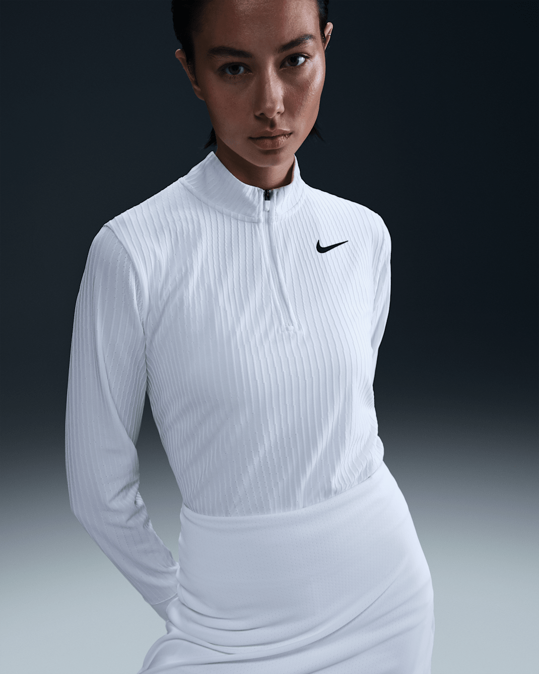 Nike Tour Women's Dri-FIT ADV 1/2-Zip Golf Top - White/Black