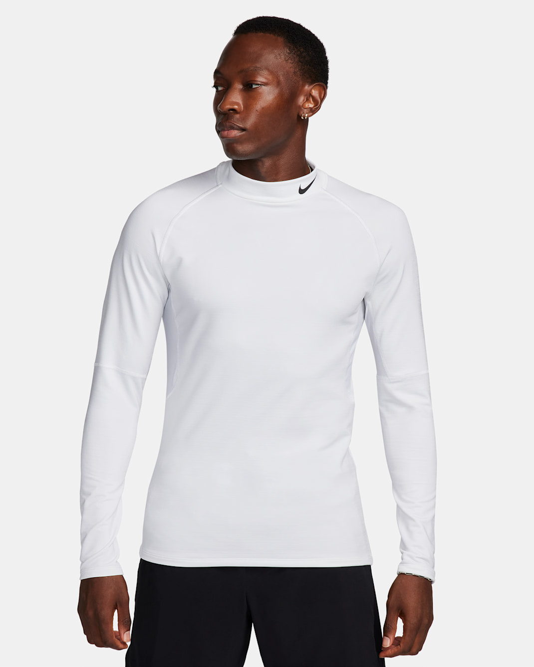 Nike Pro Men's Dri-FIT Warm Long-Sleeve Fitness Mock - White/Black