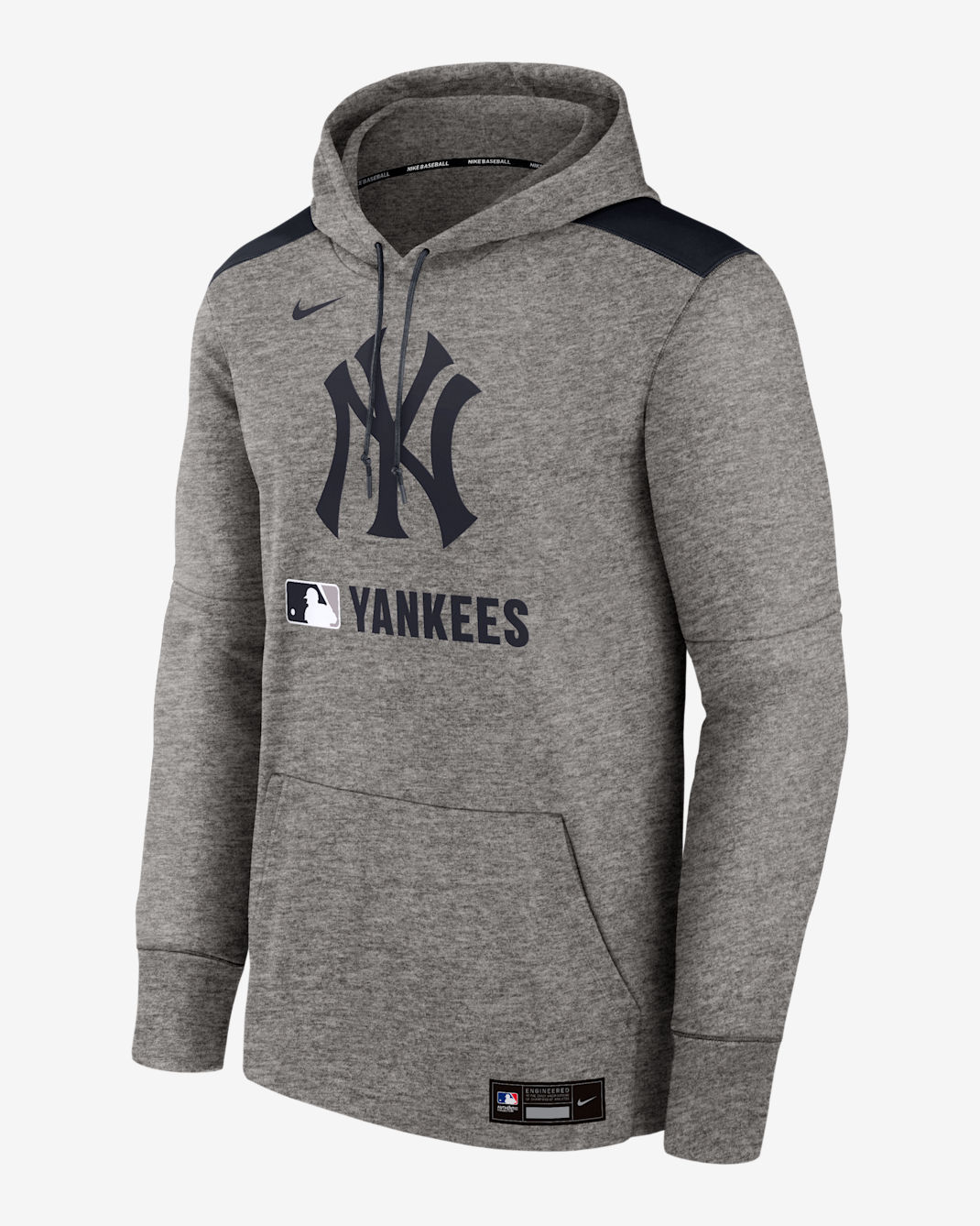 New York Yankees Authentic Collection Men's Nike Therma MLB Pullover Hoodie - Charcoal Heather