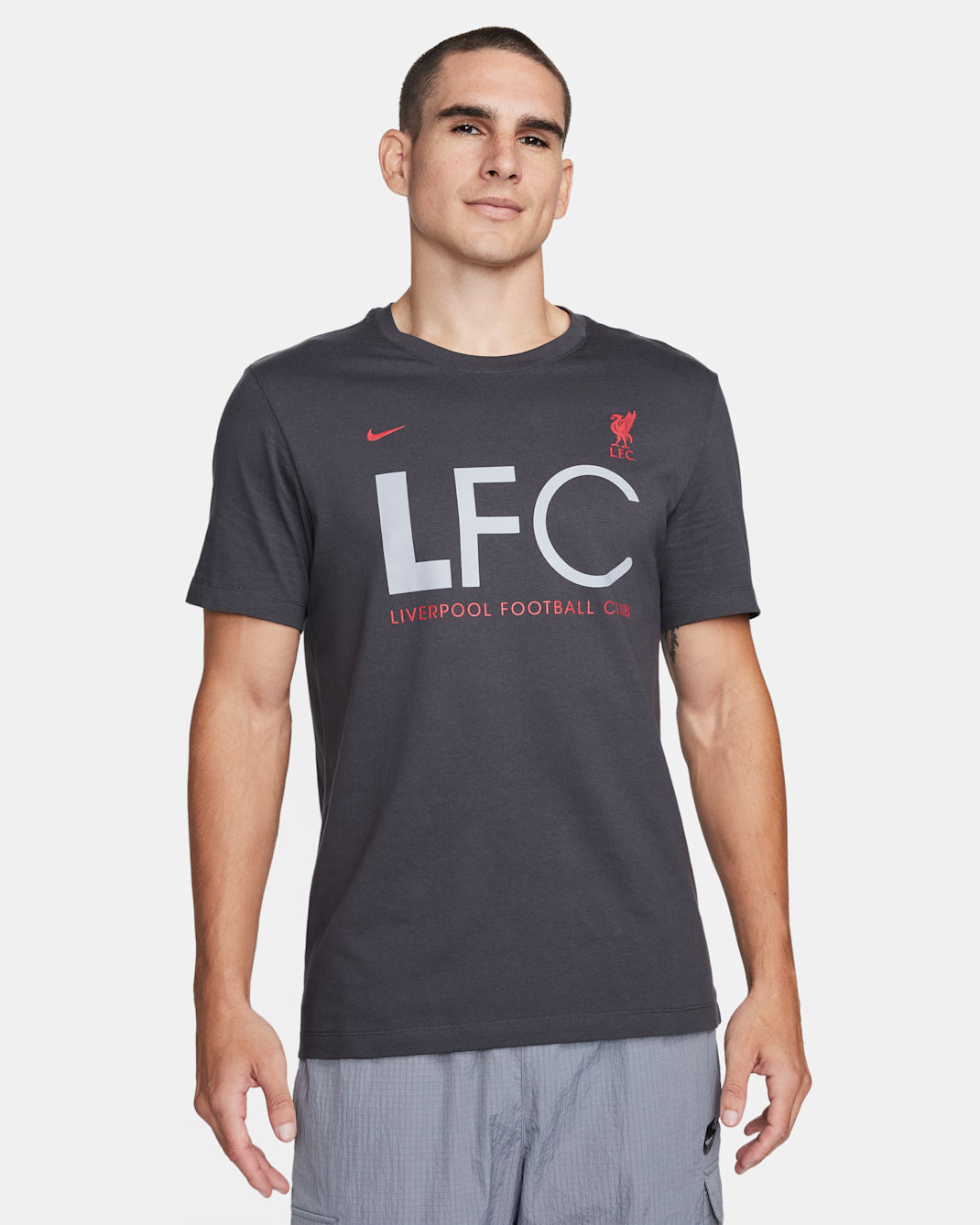 Liverpool F.C. Mercurial Men's Nike Football T-Shirt - Anthracite/Gym Red