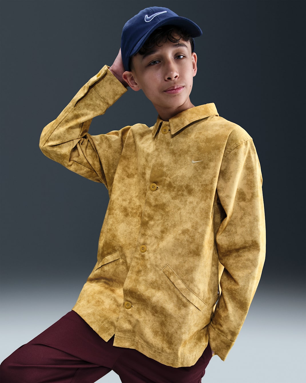 Nike Sportswear Metro Ground Older Kids' (Boys') Button-Down Top - Ochre/Team Gold