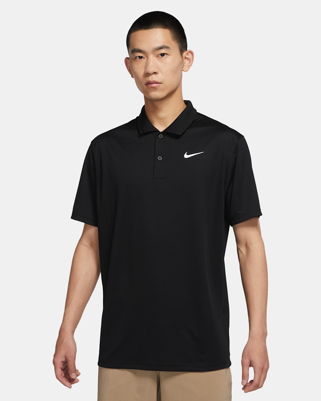 Nike Dri-FIT Victory 男款高爾夫球衫 - 黑色/白色