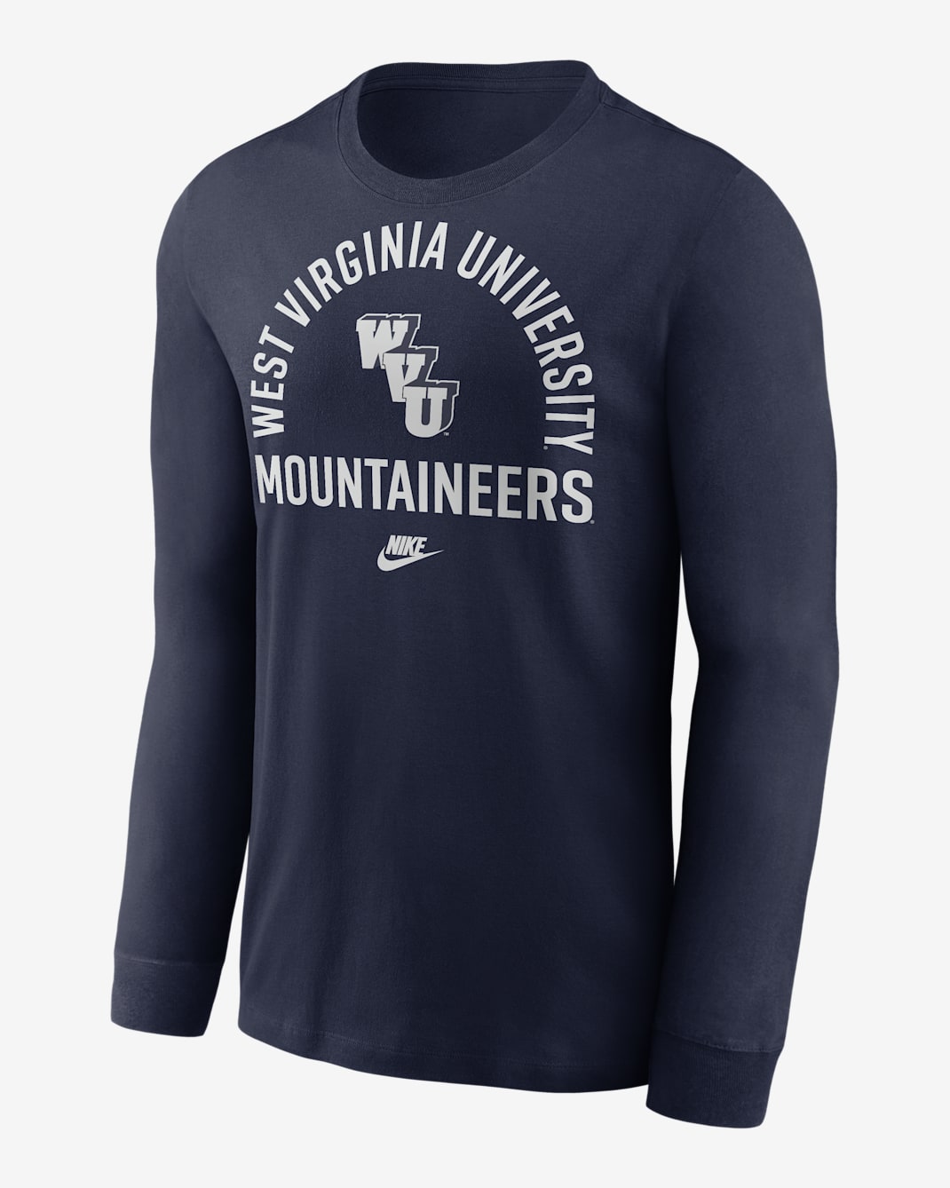 West Virginia Legacy Arched Logo Men's Nike College Long-Sleeve T-Shirt - Navy
