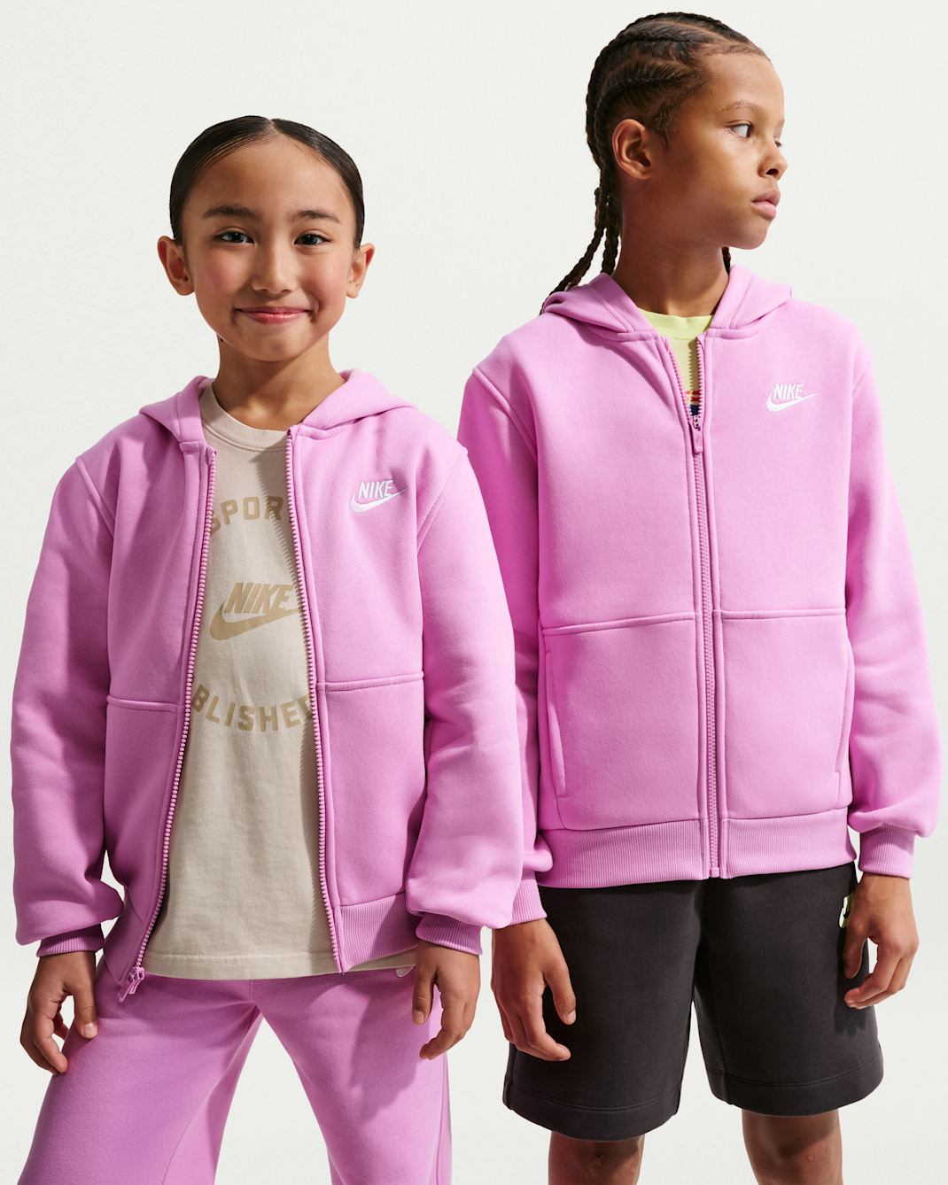 Nike Sportswear Club Fleece Big Kids' Full-Zip Hoodie - Light Magenta/White