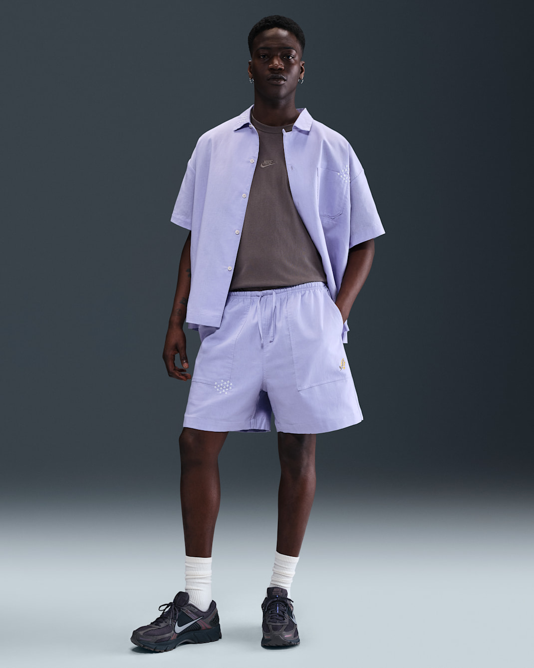 Shorts de lino con forro para hombre Nike Life - Hortensias/Fantasma/Hortensias