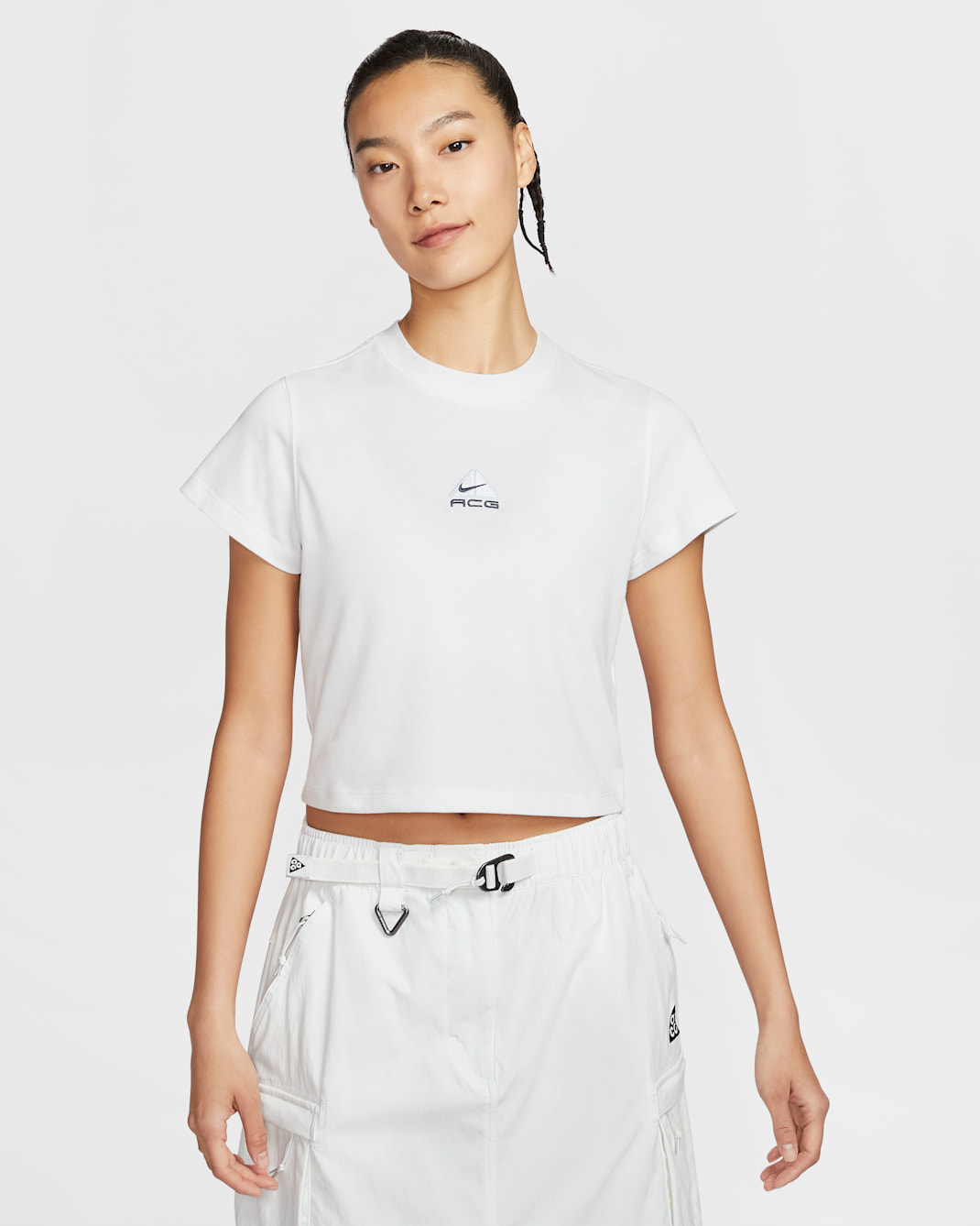 ナイキ ACG ウィメンズ Dri-FIT ショートスリーブ Tシャツ - サミットホワイト/フットボールグレー/サンダーブルー