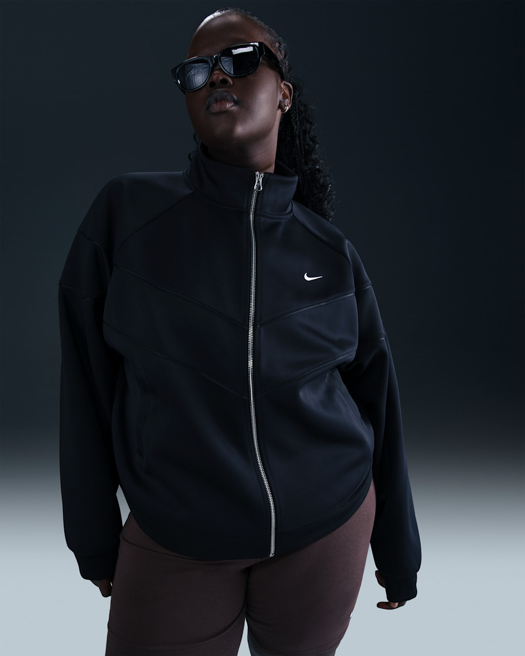 Nike Sportswear Windrunner Women's Knit Jacket (Plus Size) - Black/White