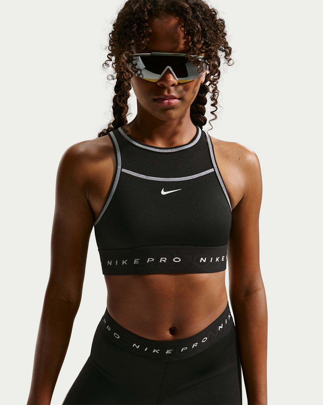 Nike Pro Swoosh Girls' Sports Bra Sport Pack - Black/White/White