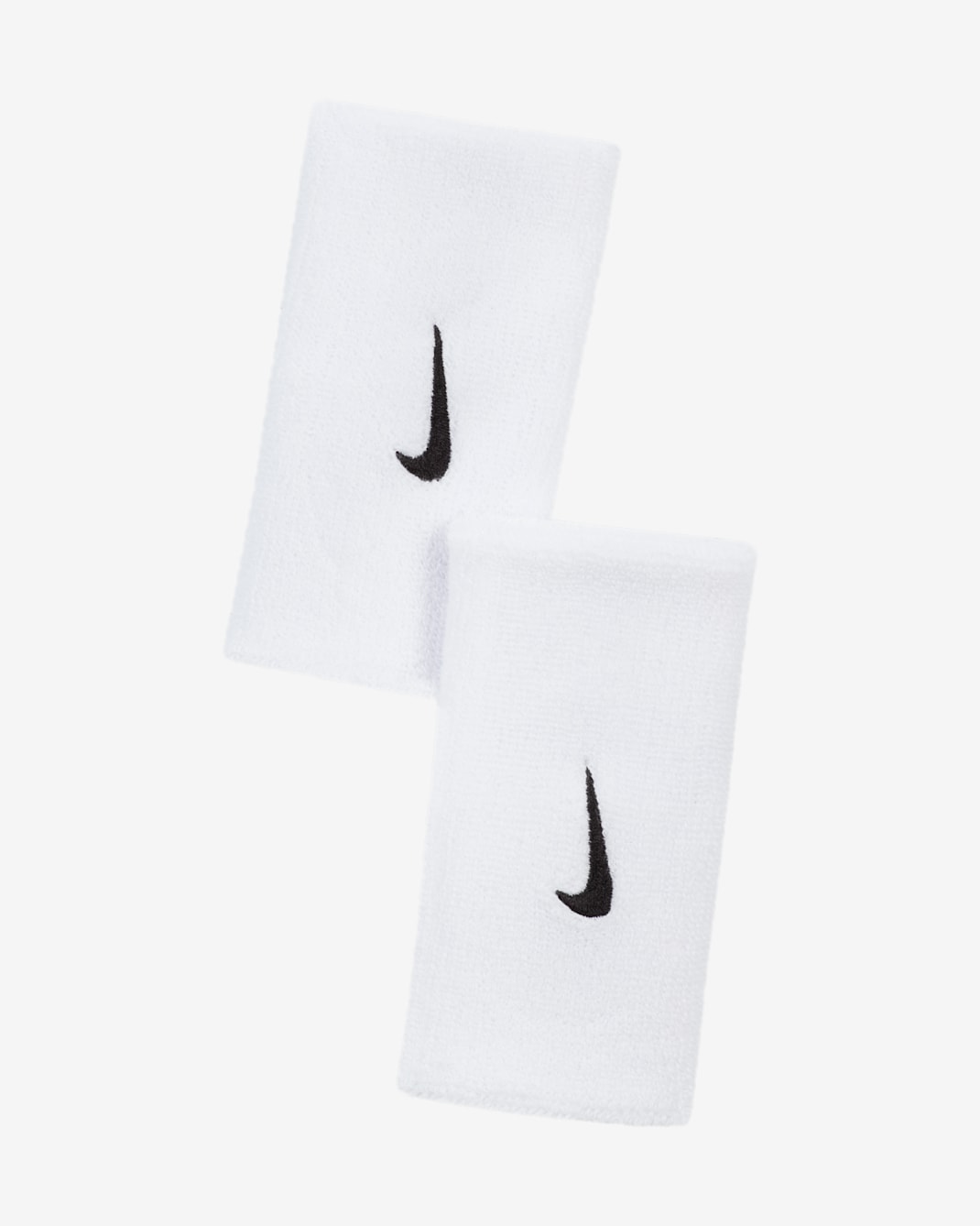 Fitas de pulso de largura dupla 2.0 Nike Swoosh (conjunto de 2) - Branco/Preto