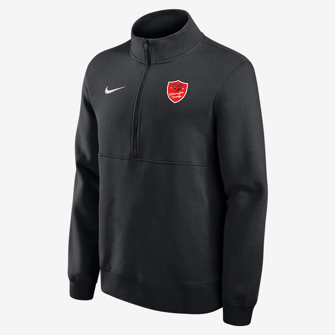 Playera de cierre de 1/4 para hombre Nike College Club Fleece (Delaware State University) - Negro