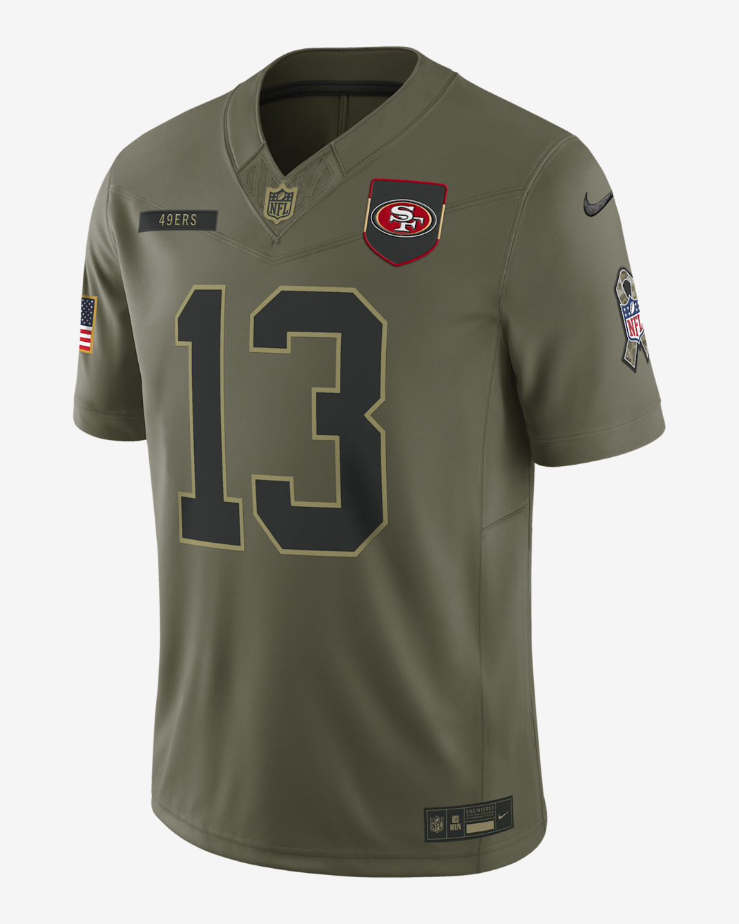 Jersey Nike Dri-FIT de la NFL Limited para hombre Brock Purdy San Francisco 49ers Salute to Service - Oliva medio