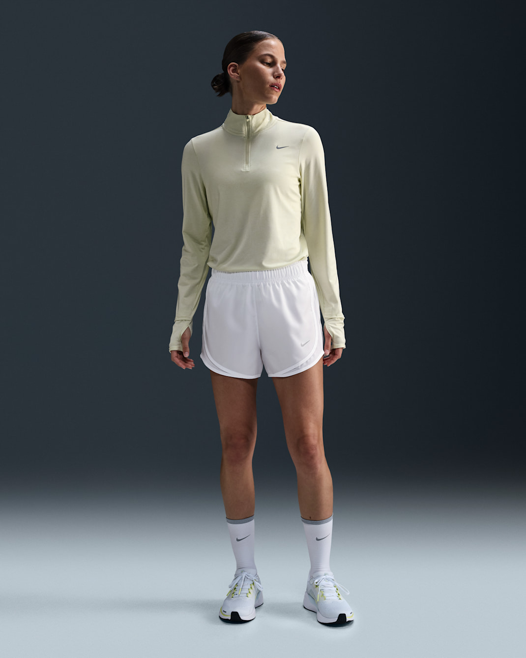 Nike Tempo Women's Dri-FIT Mid-Rise Brief-Lined Running Shorts - White/White/White