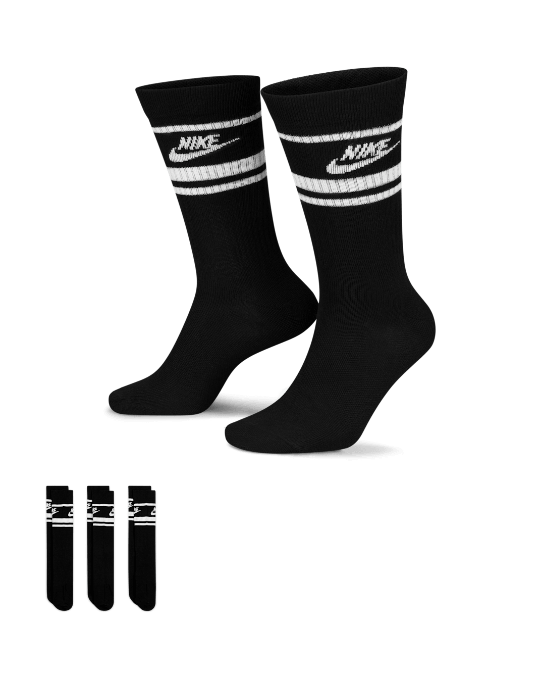 Nike Sportswear Dri-FIT Everyday Essential Crew Socks (3 Pairs) - Black/White