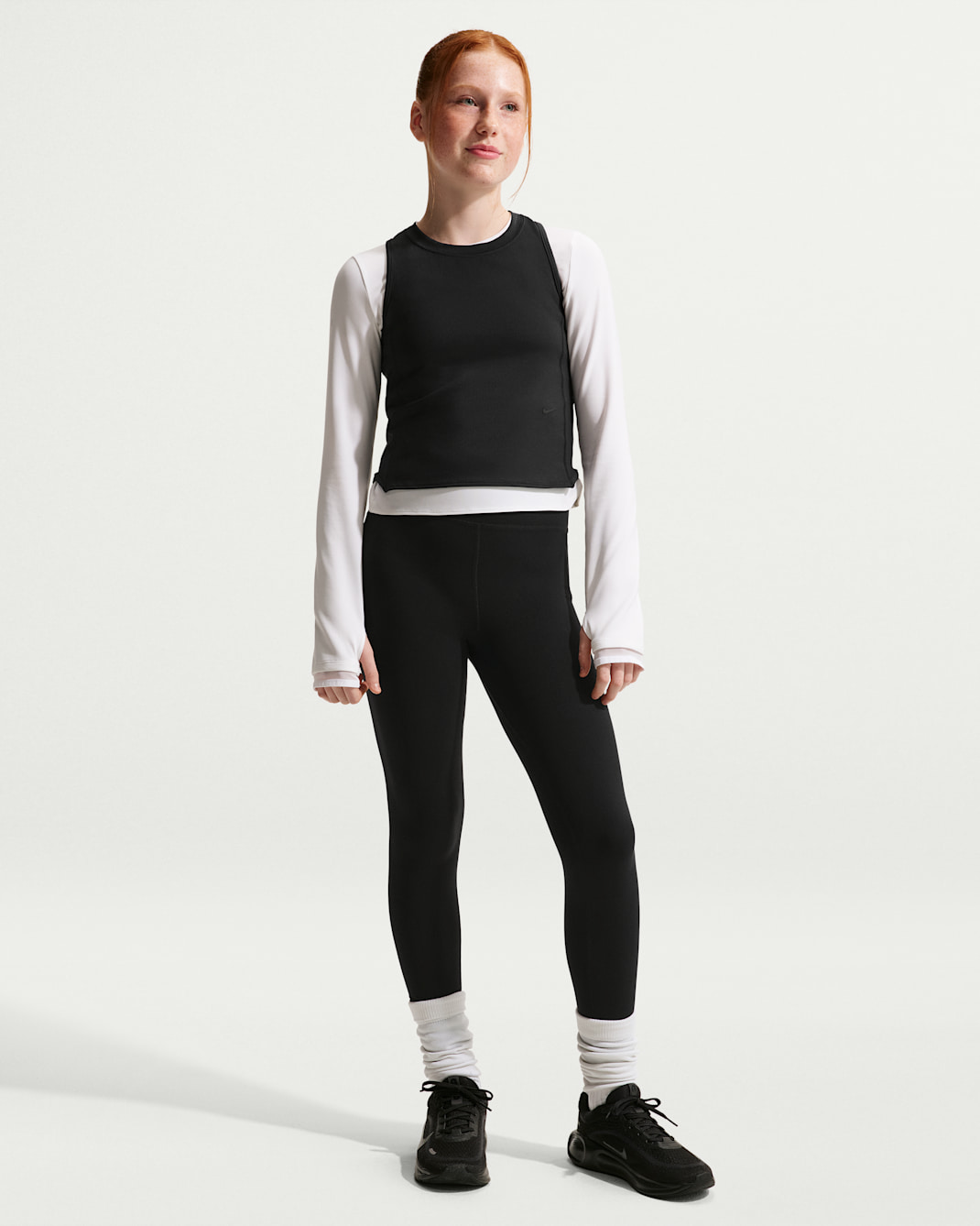 Nike MAVN Dri-FIT leggings med hög midja för tjejer - Svart/Svart