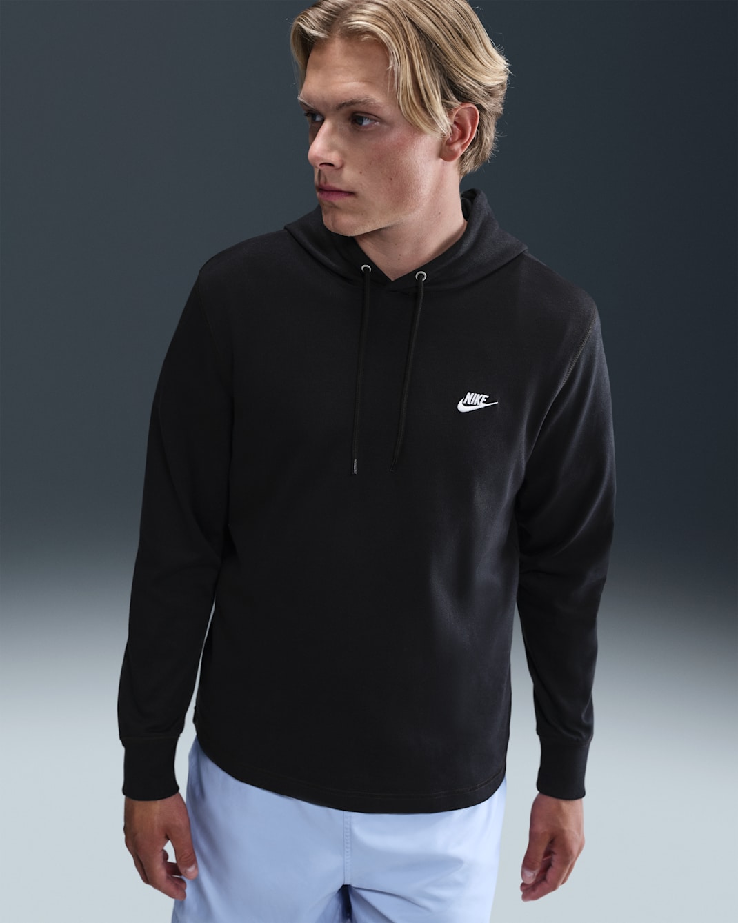 Hoodie pullover de malha Nike Sportswear Club para homem - Preto/Preto/Branco