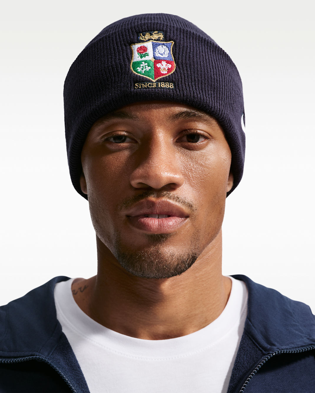 British & Irish Lions Nike Beanie mit Umschlag (Unisex) - Obsidian/Weiß