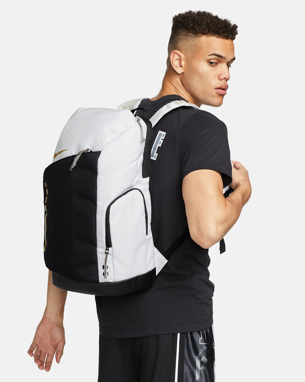 Nike Hoops Elite Backpack (32L) - White/Black/Metallic Gold