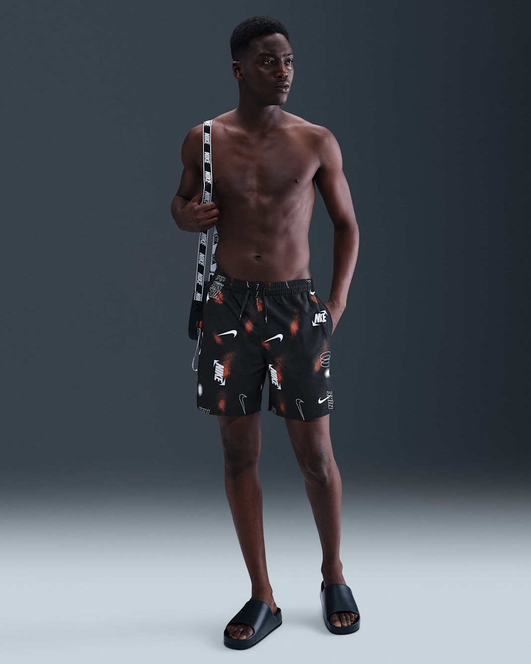 Short Volley de 18 cm con forro de ropa interior para hombre Nike Swim Breaker - Negro/Blanco
