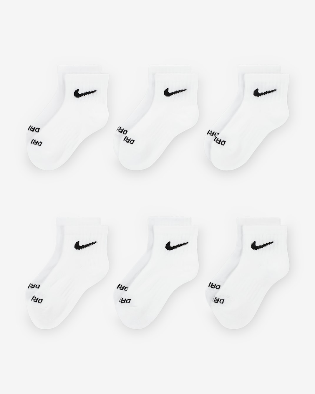 Nike Dri-FIT Performance Basics Little Kids' Ankle Socks (6 Pairs) - White