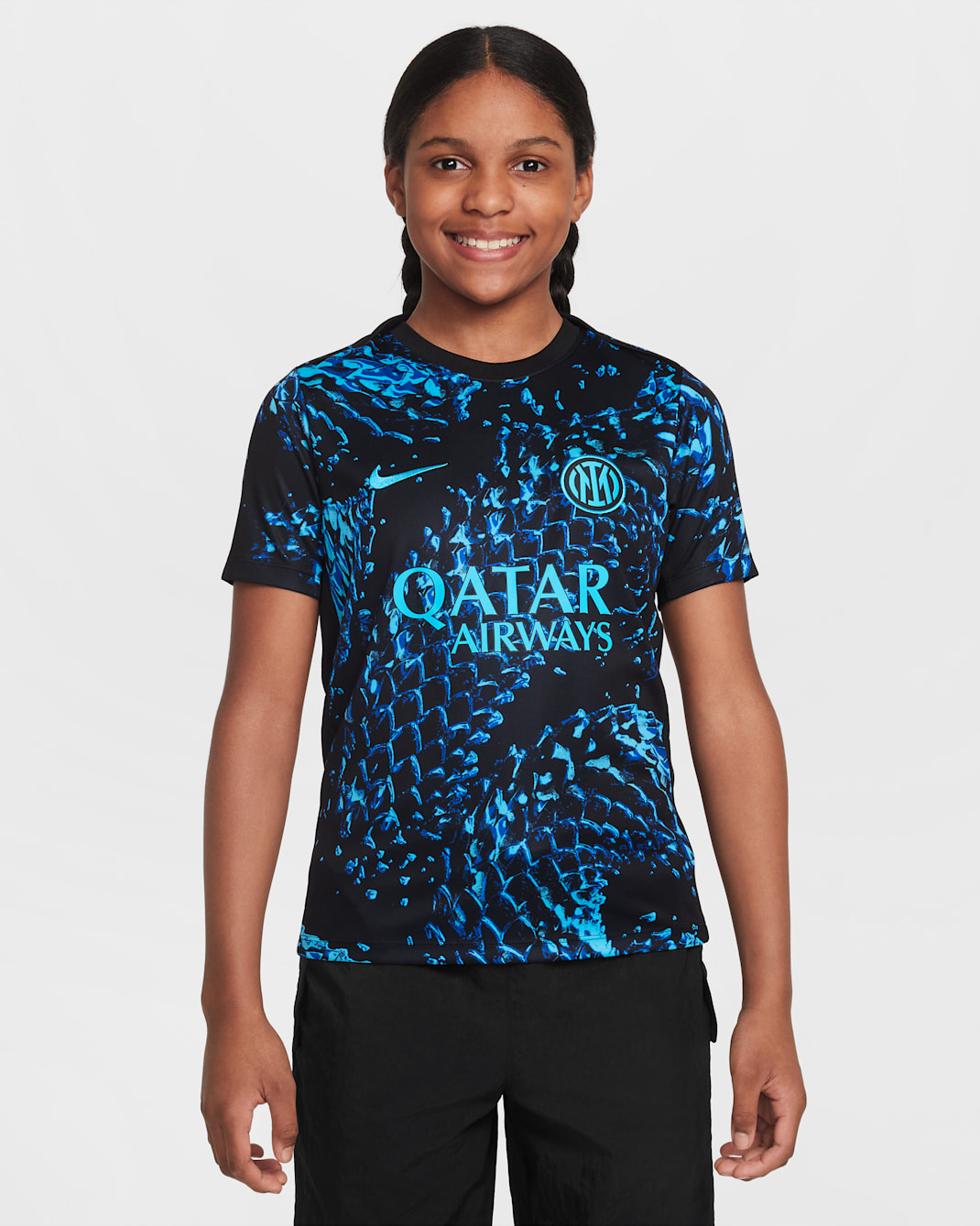 Inter Milan Academy Pro Older Kids' Nike Dri-FIT Football Pre-Match Top - Chlorine Blue/Black/Chlorine Blue