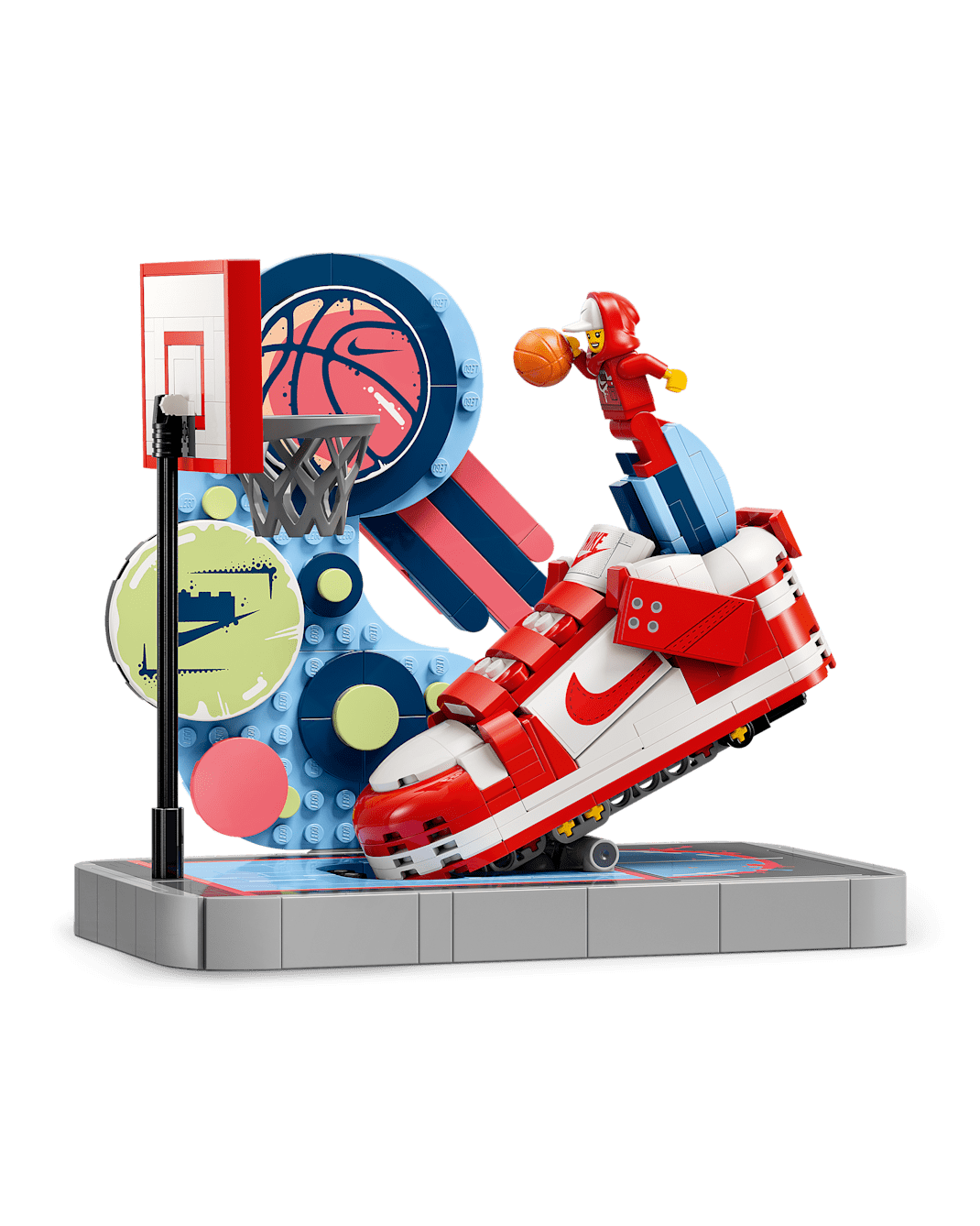 Nike Dunk Trickshot x LEGO® Set Building Kit with Exclusive Minifigure - Gym Red/White