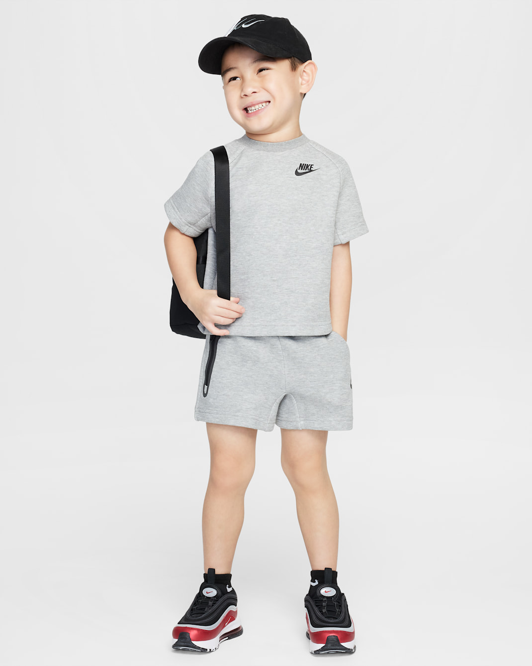 Nike Toddler Tech Fleece T-Shirt and Shorts Set - Dark Grey Heather