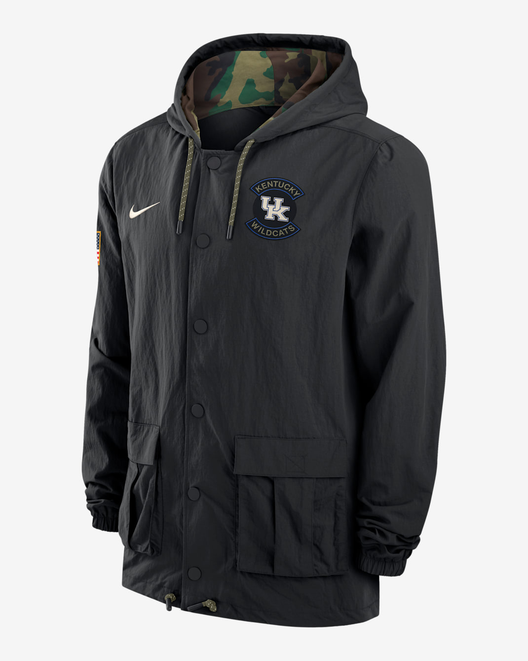 Chamarra tipo militar Nike con gorro y cierre completo a presión para hombre Kentucky - Negro