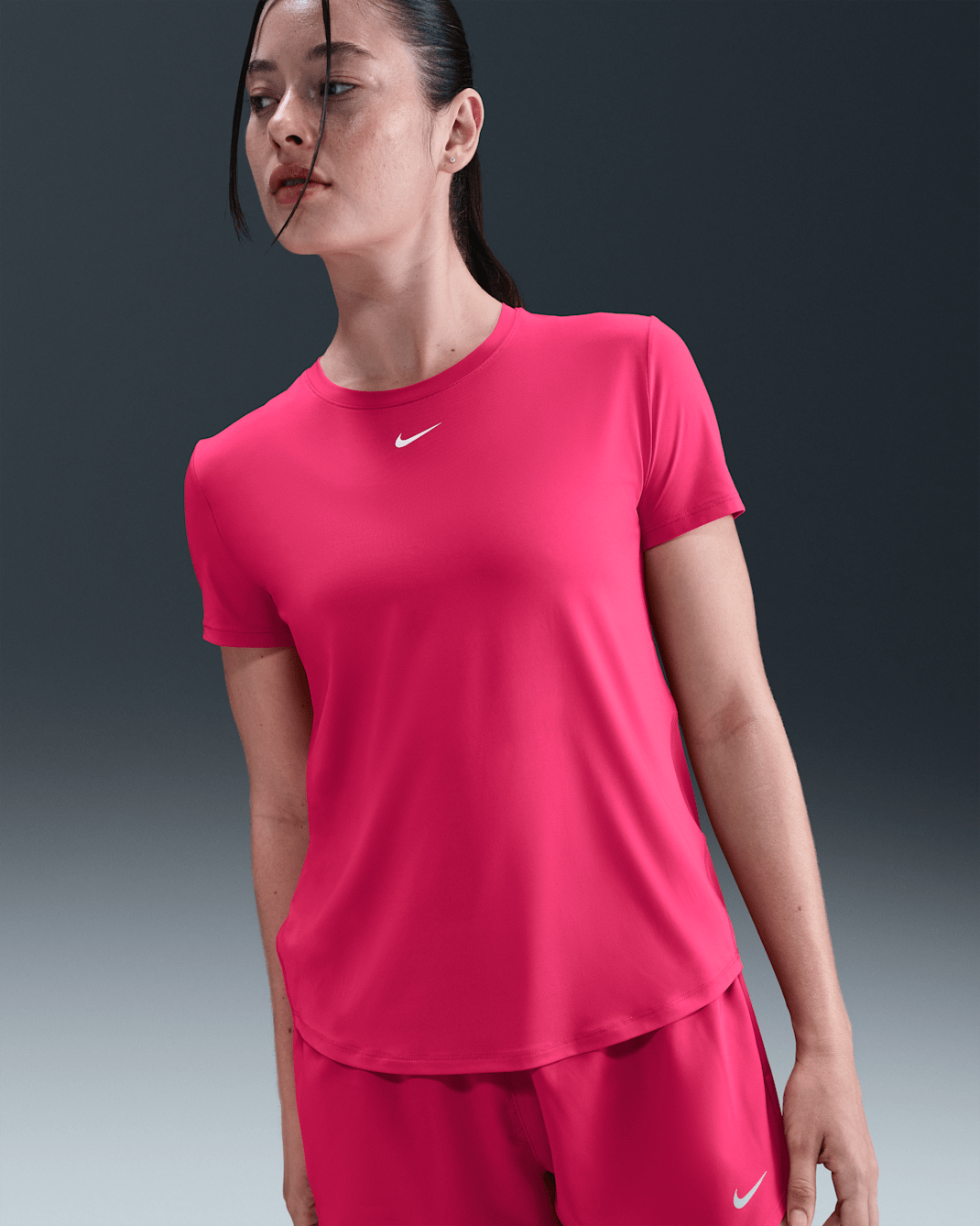 Nike One Classic Dri-FIT Kurzarm-Oberteil für Damen - Rush Pink/Weiß