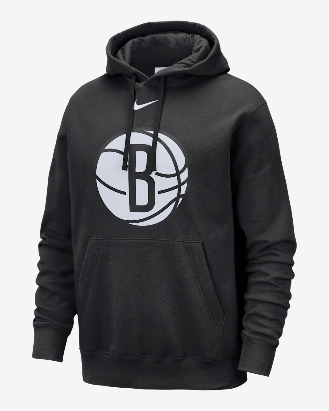 Brooklyn Nets Club Men's Nike NBA Pullover Hoodie - Black/White