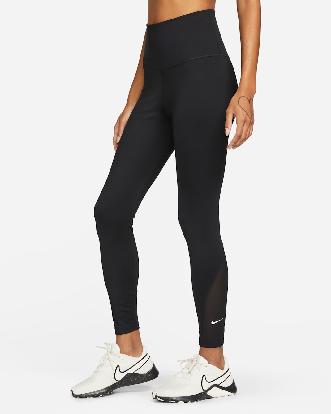 Leggings de tiro alto de 7/8 para mujer Nike One - Negro/Blanco