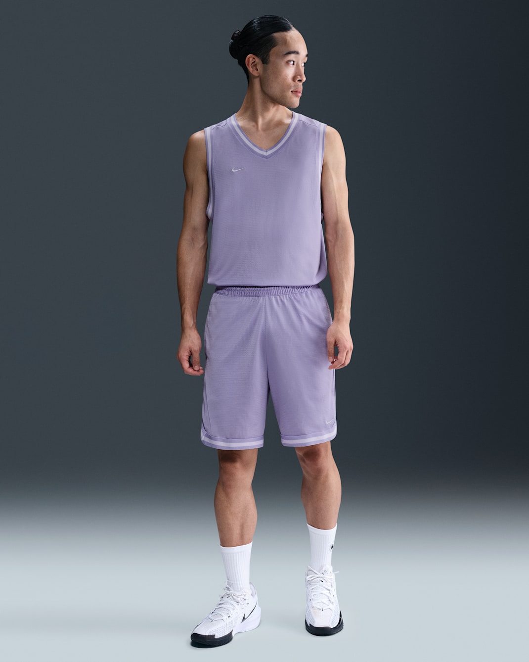 กางเกงบาสเก็ตบอลขาสั้น 8 นิ้วผู้ชาย Dri-FIT Nike DNA - Hydrangeas/Hydrangeas/Barely Grape