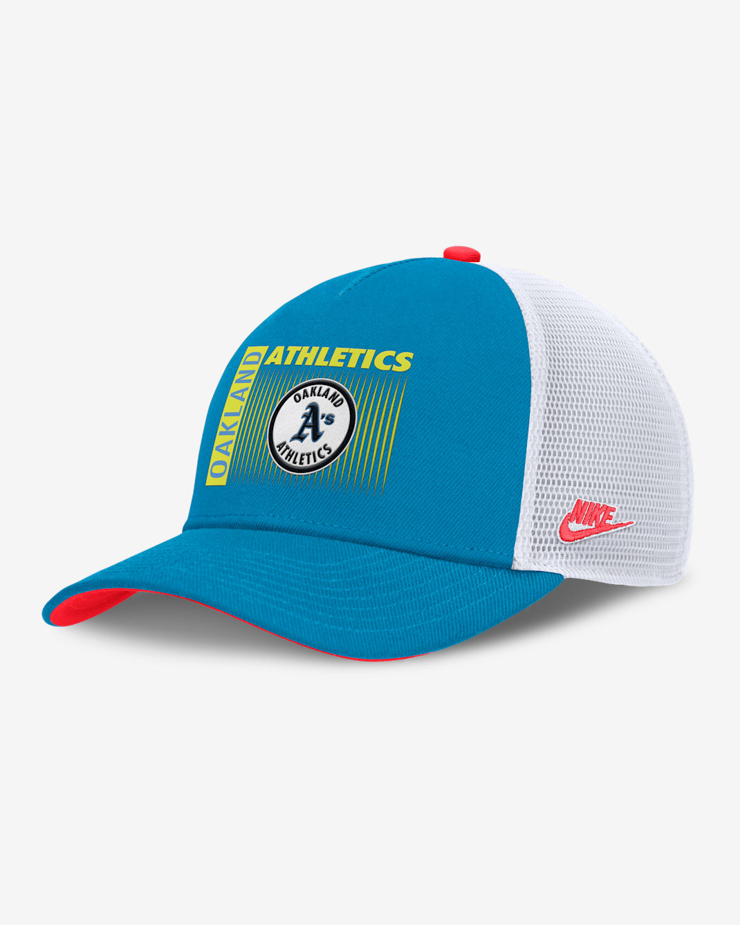 Athletics Neon 90s Rise Men's Nike Dri-FIT MLB Trucker Adjustable Hat - Blue