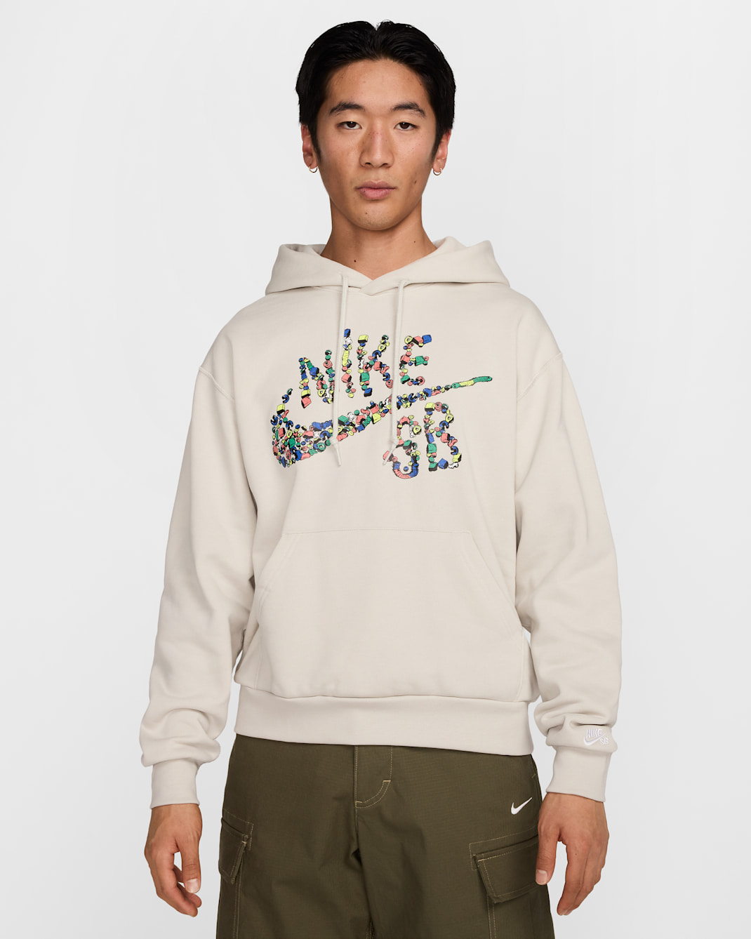 Nike SB Fleece Pullover Skate Hoodie - Light Bone/White