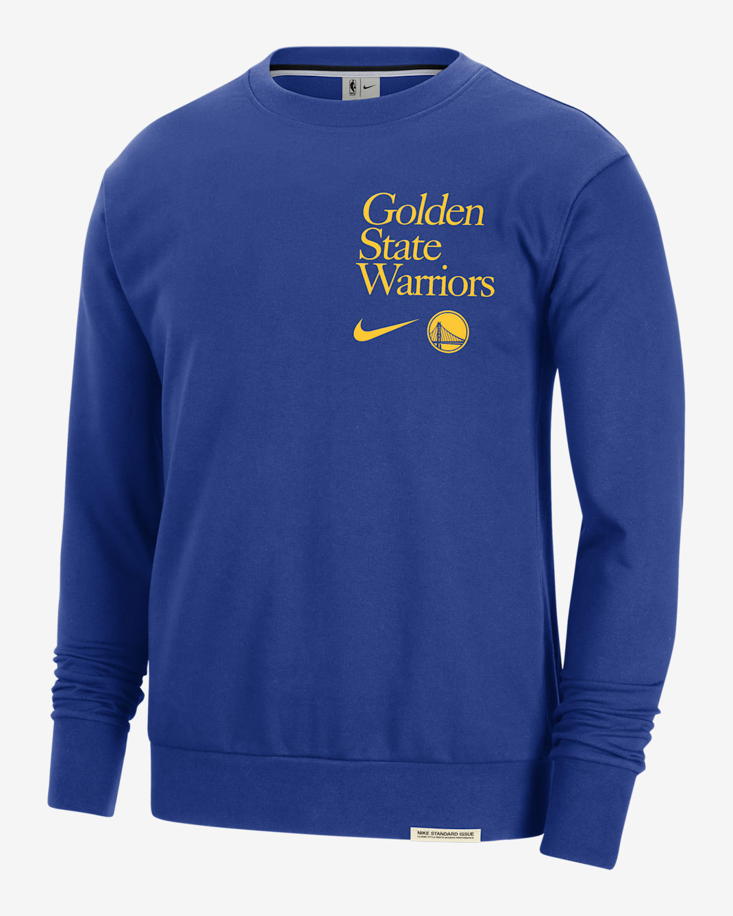 Golden State Warriors Standard Issue Men's Nike Dri-FIT NBA Crew-Neck Sweatshirt - Rush Blue