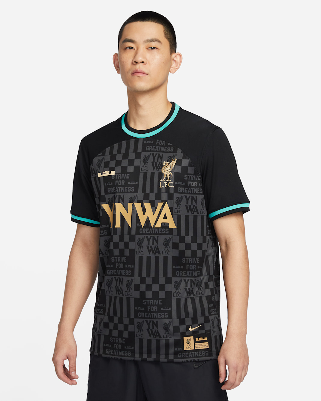 LeBron x Liverpool F.C. Stadium Men's Nike Dri-FIT Replica Football Shirt - Black/Washed Teal/Truly Gold