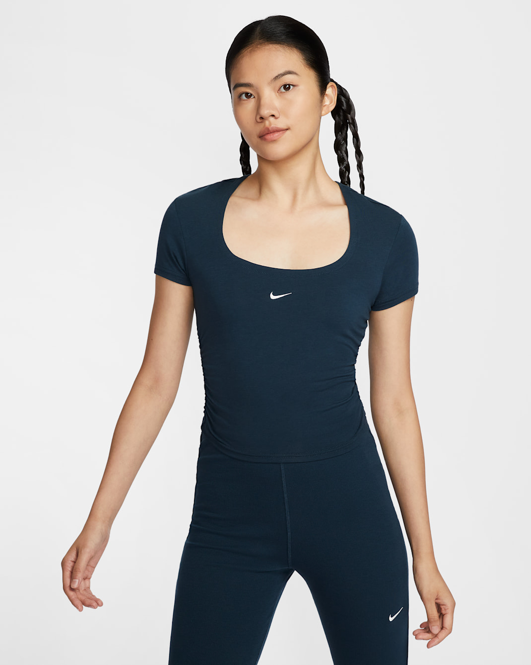 Nike Sportswear Chill Knit Women's Short-Sleeve Square-Neck Top - Armoury Navy/Sail