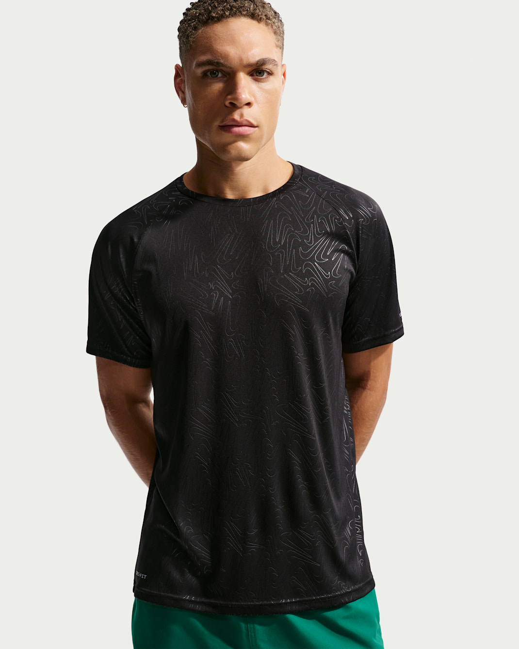 Playera de manga corta  Dri-FIT UV para hombre Nike Swim Hydroguard - Negro/Gris azulado/Gris azulado/Blanco