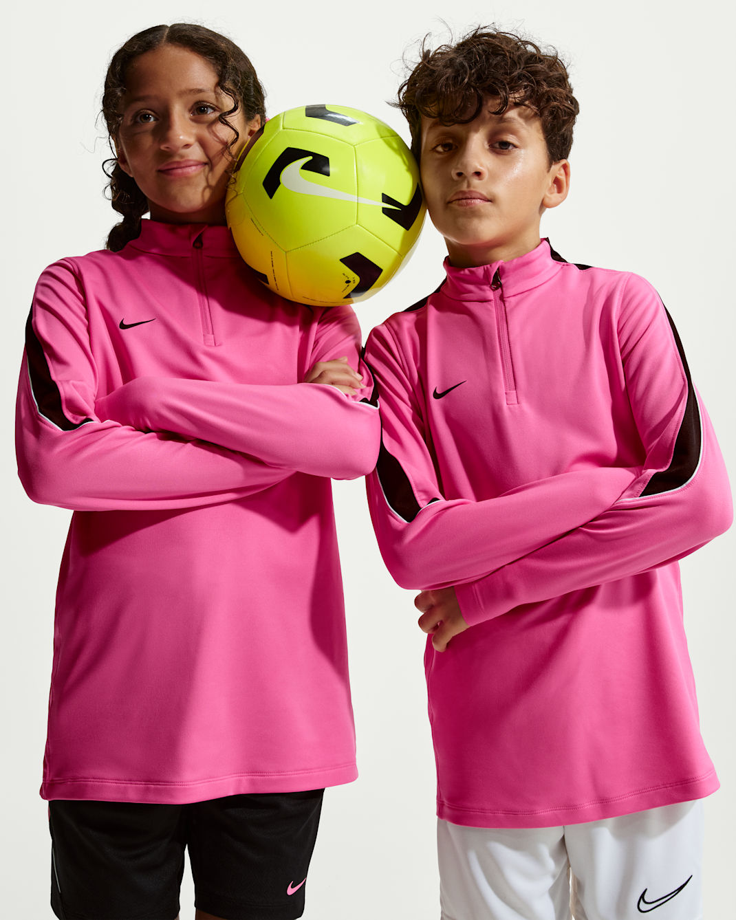 Nike Strike Older Kids' Dri-FIT Football Knit Drill Top - Pinksicle/Black/Black/Black