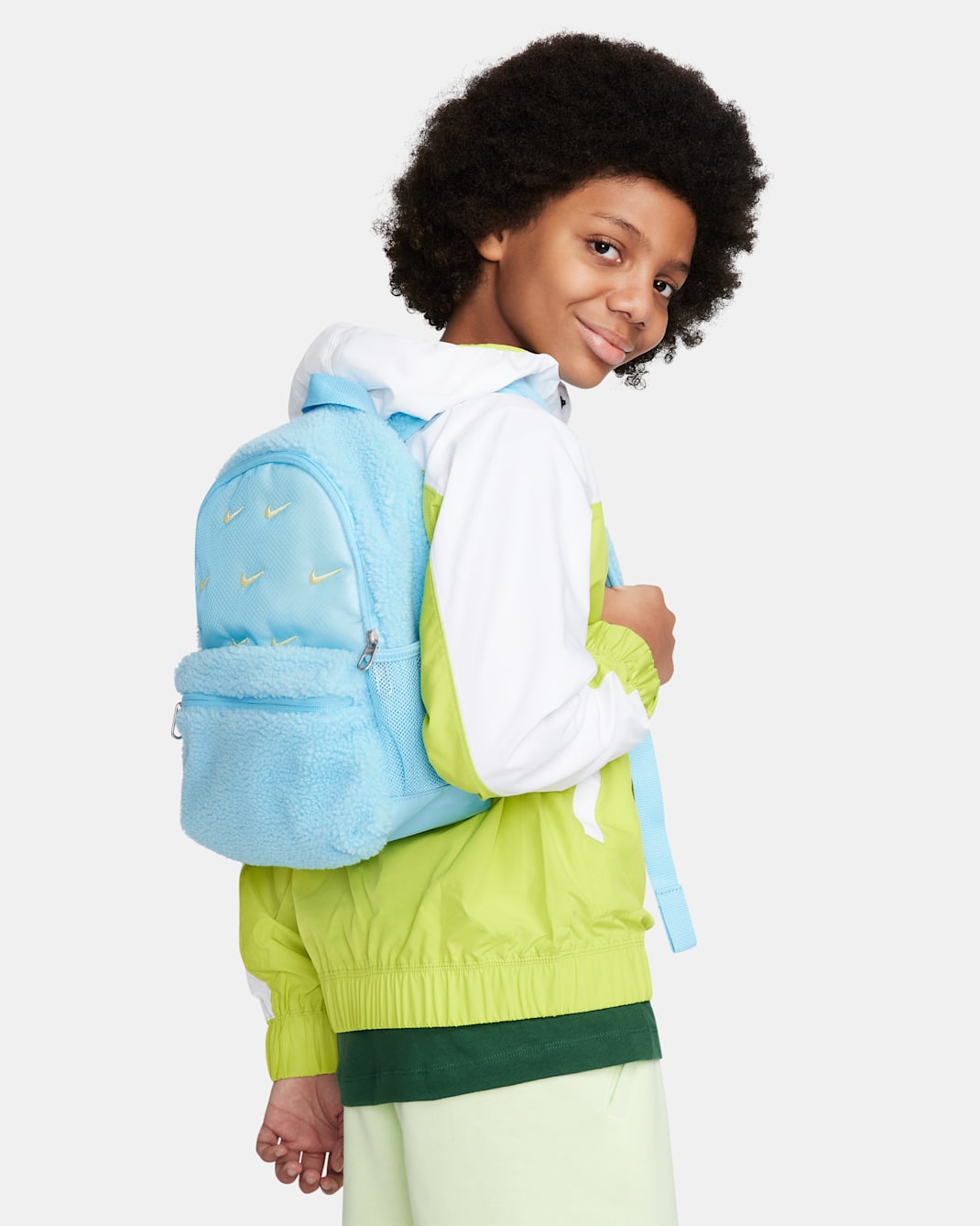 Nike Brasilia JDI Kids' Mini Backpack (11L) - Aquarius Blue/Aquarius Blue/Light Laser Orange