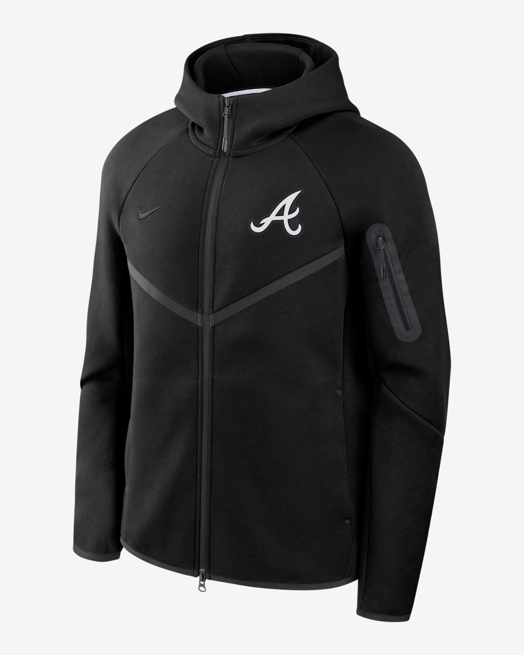 Atlanta Braves Tech Fleece Windrunner Men's Nike MLB Full-Zip Hooded Jacket - Black